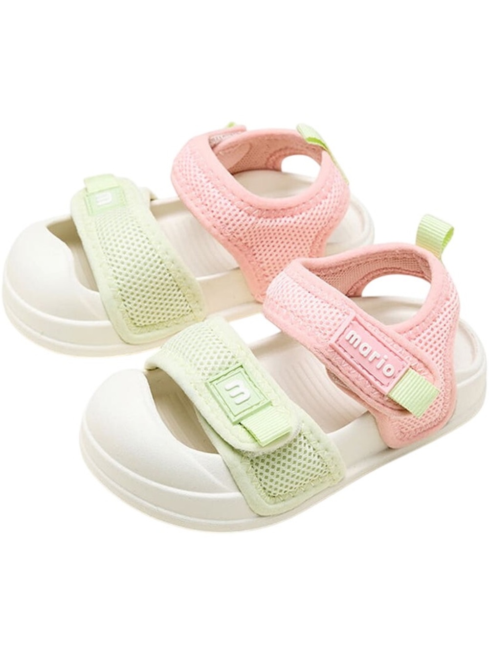 Mario Toddler Sport Sandals Pink Green Mesh Hook Loop Summer Shoes 2